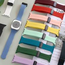 Banda magnética compatible con Apple Watch Ultra de 49mm, 45mm, 44mm, 41mm, 40mm, Bandas para Apple Watch de 38mm, 42mm para hombres/mujeres, Correa de repuesto de silicona deportiva suave compatible con la Banda Apple Watch Series 8/7/6/5/4/3/2/1/SE - Azul Marino - Ver 6