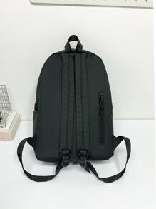 Mochila minimalista de nailon impermeable para hombres, mochila para estudiantes de estilo universitario, mochila escolar, mochila para computadora portátil de regreso a la escuela, mochila grande, bolsa negra, mochila informal, mochila para computadora portátil para viajes, viaje diario, ligera - Negro - Ver 5