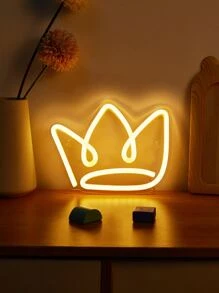 1PC Crown LED Neon Sign USB Powered Wall Neon Signs For Bedroom Home Wedding Party Decoration - Màu vàng - Xem 1