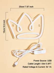 1PC Crown LED Neon Sign USB Powered Wall Neon Signs For Bedroom Home Wedding Party Decoration - Màu vàng - Xem 7