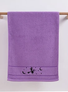 QIBHI 1/3pcs Solid Color Embroidered Witch Holiday Gift, Autumn Decor, Terry Towel Or Bath Towel, Holiday Gift, Halloween, Holiday Decor