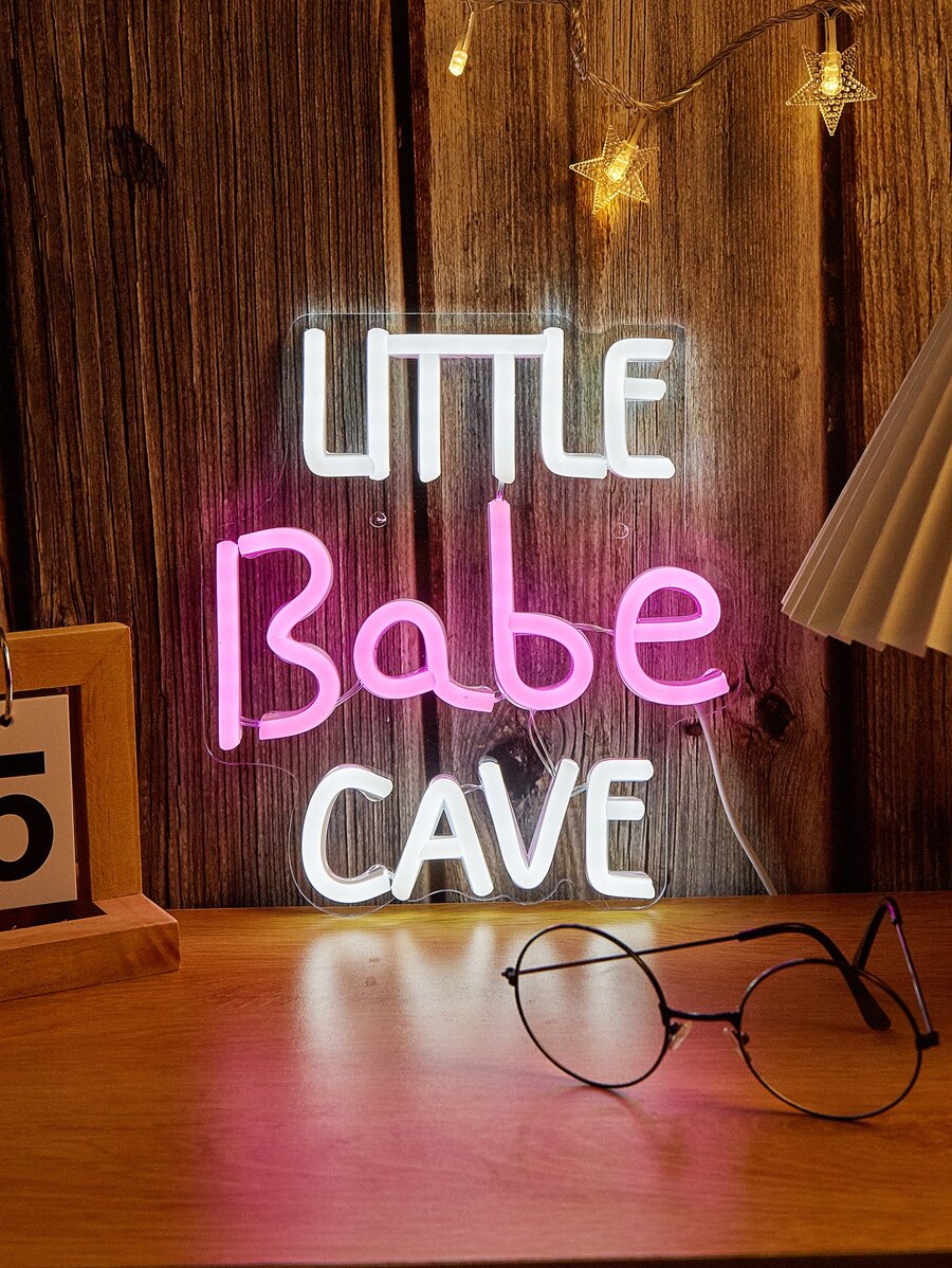 CHI-BUY 1PC Little Babe Cave LED Neon Sign - USB Powered Wall Hanging Decor For Bedroom, Home & Wedding Party, Cute Neon Sings Wall Light Decoration - Multicolor - View 1