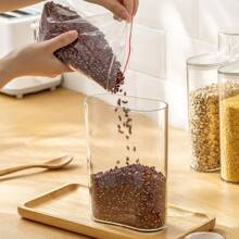 1入組透明穀物儲存容器,附有密封環,適用於儲存廚房中的豆子、穀物、芝麻、茶葉和零食 - 無色 - 查看 4