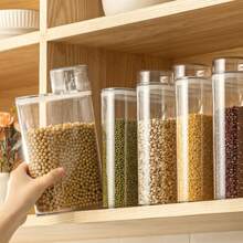 1入組透明穀物儲存容器,附有密封環,適用於儲存廚房中的豆子、穀物、芝麻、茶葉和零食 - 無色 - 查看 1