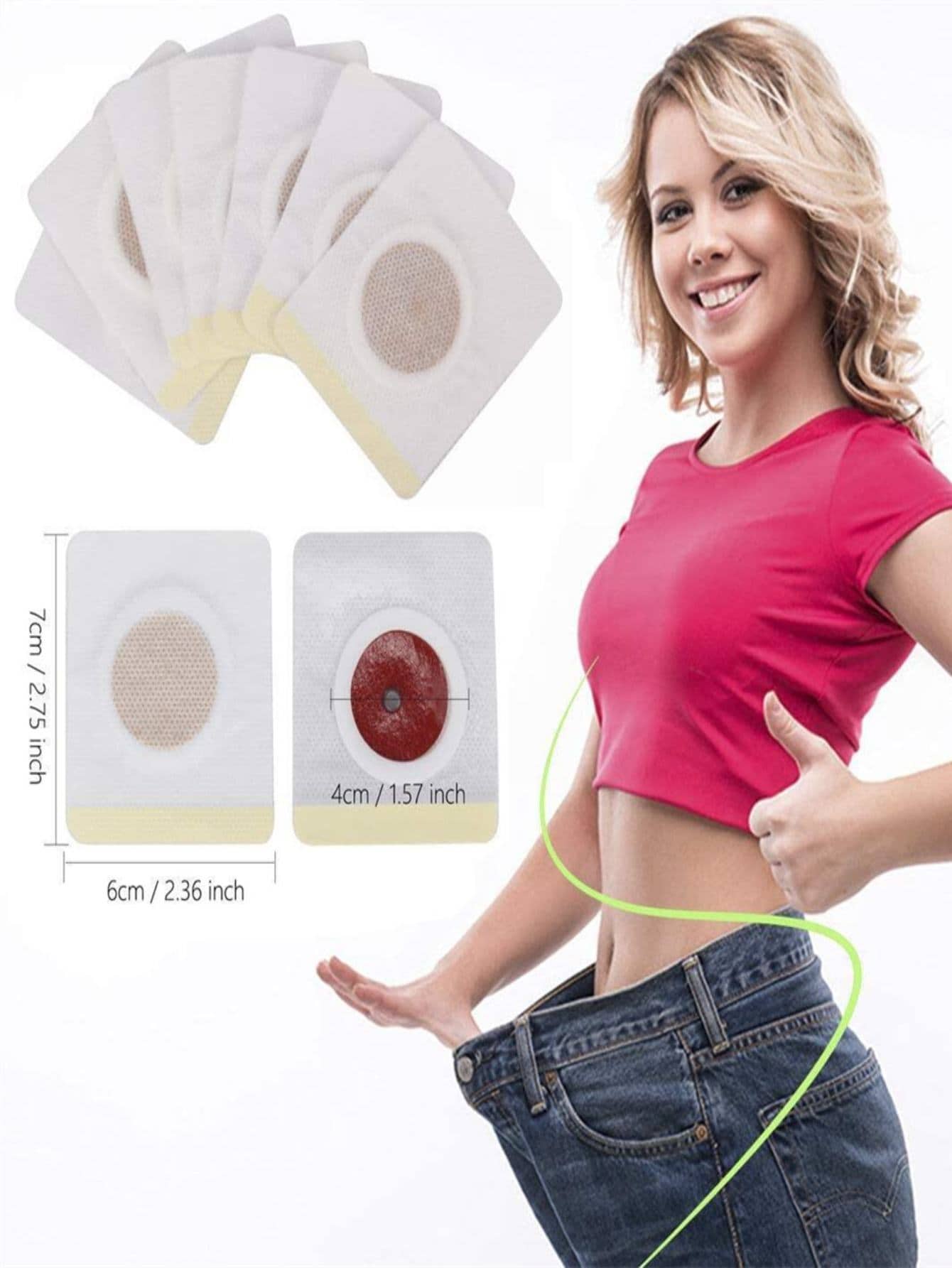 30 Parches Para Bajar De Peso Ombligo. Con Hierbas Naturales - Blanco - Ver 1