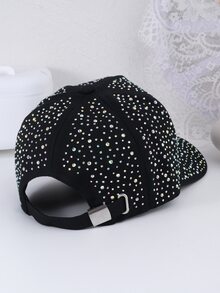 1 pieza de mujeres coreano estilo de moda con diamante de imitación & con diseño de estrella Gorra de béisbol , primavera/verano Sombrero contra sol - Negro - Ver 5