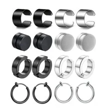 8 đôi Đúng mốt Từ tính Hoa tai Dành Cho Nam Và Nữ , Cô gái Goth hiện đại - Đen và trắng - Xem 1