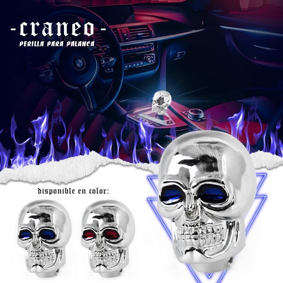 Led Skull Knob For Metal Gear Shift Knob Stone Eyes - Blue - View 1