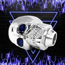 Led Skull Knob For Metal Gear Shift Knob Stone Eyes - Blue - View 3