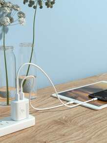 Cargador de Pared USB 2 en 1 para Tipo C y USB de Alta Velocidad Con calidad Quick Charge ELE-GATE - Blanco - Ver 1