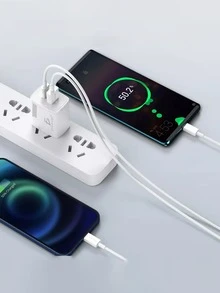 Cargador de Pared USB 2 en 1 para Tipo C y USB de Alta Velocidad Con calidad Quick Charge ELE-GATE - Blanco - Ver 6