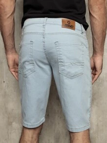 Bermuda Jeans Masculina Com Elastano Premium Lisa Clara - Azul bebê - Visão 4