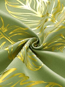 1pc Matcha Green Thermal Insulated Window Curtain With Gold Foil Pattern - Multicolor - View 7