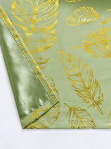 1pc Matcha Green Thermal Insulated Window Curtain With Gold Foil Pattern - Multicolor - View 9