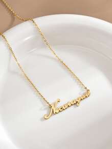 Stainless Steel Nicaragua Letter Pendant Necklace, 450mm+50mm Chain Length, Non-fading - Gold - View 2