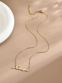 Stainless Steel Nicaragua Letter Pendant Necklace, 450mm+50mm Chain Length, Non-fading - Gold - View 4