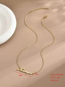 Stainless Steel Nicaragua Letter Pendant Necklace, 450mm+50mm Chain Length, Non-fading - Gold - View 5