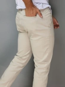 Men Pants - 米色 - 查看 2