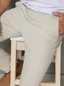 Men Pants - 米色 - 查看 1