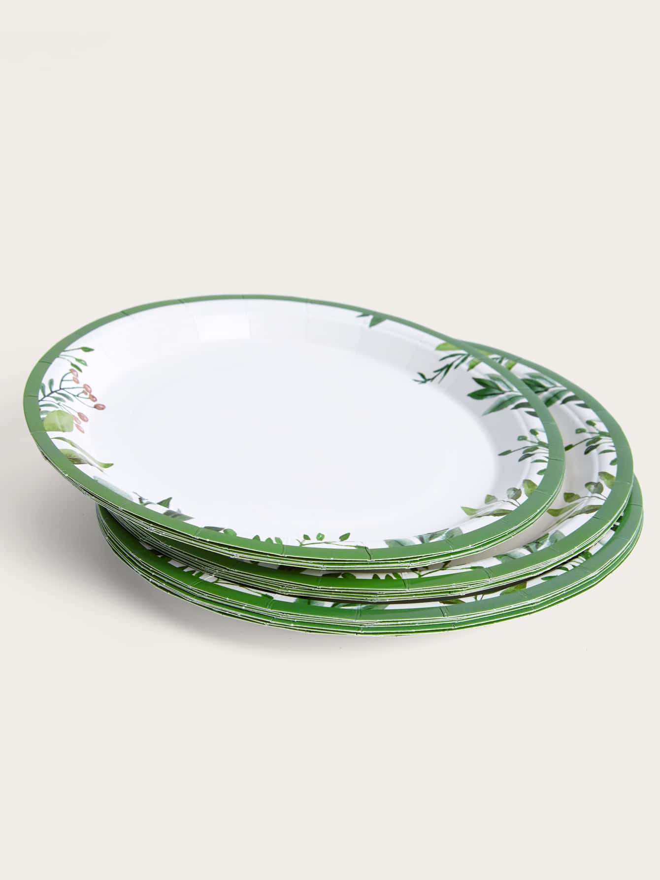 10 Piece/Set Disposable Dinner Plates, 7/9 Inch Sage Green Leaf Paper Plates Party Paper Plates