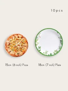 10 件/套一次性餐盘，7/9 英寸鼠尾草绿叶纸盘派对纸盘，绿叶新娘送礼会盘子，桉树婴儿送礼会装饰和鼠尾草绿生日装饰一次性纸盘，圣诞节 - 彩色 - 查看 3