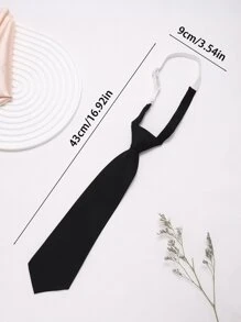 1pc Solid Color Simple Business Style Women's Necktie - Black - View 3