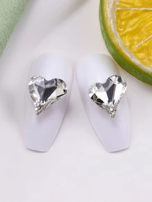 10 件/包 12x13 毫米不对称心形美甲水钻，多面清晰折射效果 DIY 指甲饰品美甲宝石美甲用品 - 白色 - 查看 3