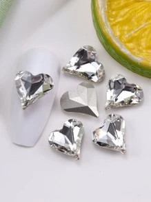 10 件/包 12x13 毫米不对称心形美甲水钻，多面清晰折射效果 DIY 指甲饰品美甲宝石美甲用品 - 白色 - 查看 1