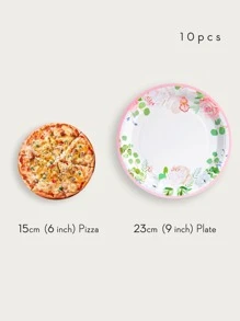 10入組/套一次性餐盤，7/9 英寸花卉派對裝飾新娘淋浴托盤，賓客茶會主題裝飾品，花卉派對紙盤，迎嬰派對，生日，婚禮茶會用品一次性紙盤 - 彩色 - 查看 4