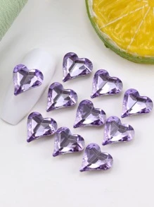 10 hạt đá trang trí móng tay, hình trái tim xoắn 12x13mm, nhiều mặt, khúc xạ ánh sáng rõ ràng - Màu tím - Xem 2