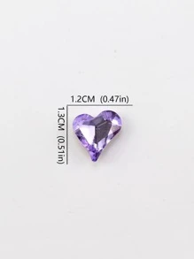 10 hạt đá trang trí móng tay, hình trái tim xoắn 12x13mm, nhiều mặt, khúc xạ ánh sáng rõ ràng - Màu tím - Xem 4