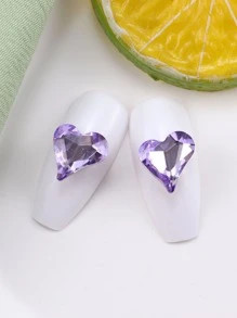 10 hạt đá trang trí móng tay, hình trái tim xoắn 12x13mm, nhiều mặt, khúc xạ ánh sáng rõ ràng - Màu tím - Xem 3