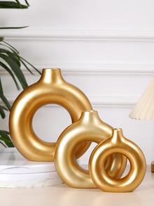 1 Miếng Trắng Gốm sứ Trắng Bình hoa Đối với Trang trí , Hiện đại Nhà  Trang trí Cái bình hoa , Boho Bình hoa Đối với Trang trí , Váy rộng Cái bình hoa , Tròn Cái bình hoa , Donut Cái bình hoa , Trang trí Cái bình hoa Cho đám cưới Bữa tối Bàn Buổi tiệc Phòng khách Văn phòng Phòng ngủ Trong nhà Trang trí - Vàng - Xem 4