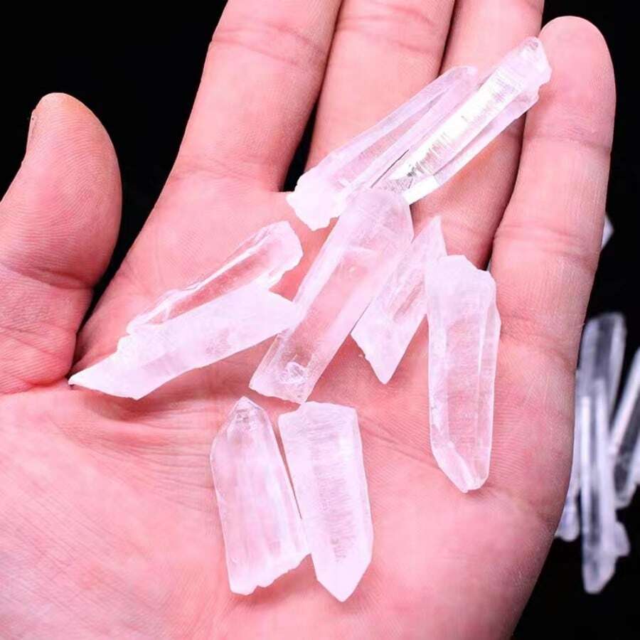 100g天然白水晶六角柱指狀晶體礦物標本3-5cm粗石 - 無色 - 查看 1