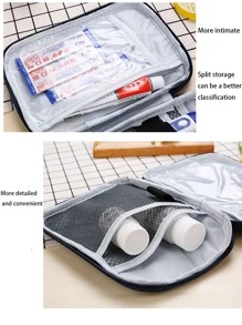 1 件便携式旅行药品收纳袋，带多个隔层和可拆卸袋，适用于露营、户外活动和日常使用，可用作旅行收纳袋、化妆包、化妆包、度假收纳袋、大容量化妆品收纳盒化妆盒，可存放口红、刷子、护肤品、手机、硬币、小物品，适用于家庭、礼物、度假和节日万圣节圣诞节多功能用途，波西米亚风 - 紅色 - 查看 5