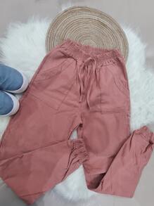 Women Pants - 珊瑚橙 - 查看 2