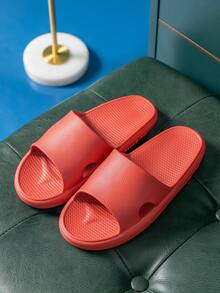 女士夏天防滑輕便室內浴室淋浴拖鞋,簡約風格 - 紅色 - 查看 1
