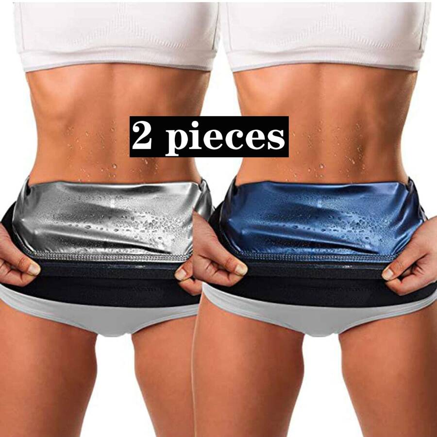 2 cái/bộ Của phụ nữ Eo Dụng cụ cắt sửa , Thấm hút mồ hôi Huấn luyện viên vòng eo , Thích hợp Cho chạy bộ , Tắm hơi , Nén Eo Dụng cụ cắt sửa , Giảm béo Cao eo Tập huấn Chặt Phù hợp Nóng Máy ép - Bạc - Xem 1