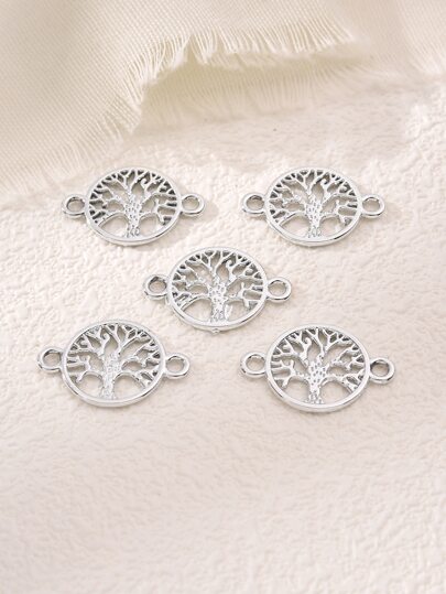 5入組/套樹細節圓形DIY首飾類連接器