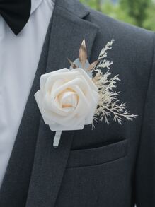 1 Hoa hồng trắng Mori Style Bó hoa đeo tay đẹp thích hợp trang trí đám cưới Ngày lễ tình nhân Valentine - Nhiều màu - Xem 1