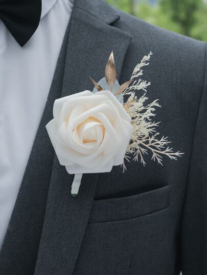 1 White Rose Mori Style Beautiful Corsage Suitable For Wedding Decoration Valentine's Day Valentines