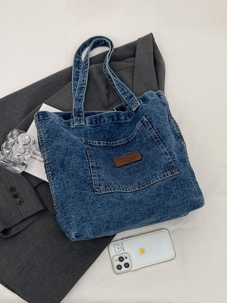 KVKY レディース デニム トートバッグ シンプル バーサタイル
