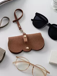 Hộp đựng kính thời trang di động dễ thương, mới về, kẹp kính xinh xắn và túi đựng kính đơn giản, phụ kiện kính mắt dành cho nữ. - màu nâu - Xem 3