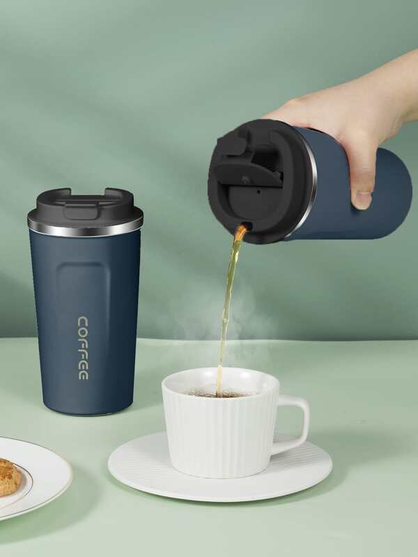 كوب قهوة من الفولاذ المقاوم للصدأ 18/8، كوب محمول مع عزل حراري، سعة 500 مل، 1 قطعة