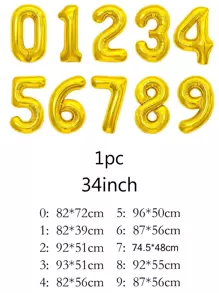 1pc Number Shaped Balloon, Modern PE Golden Decorative Balloon For Party, - Gold - View 4