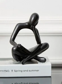 1 bức tượng người trừu tượng đọc sách bằng nhựa, thích hợp để trang trí văn phòng, trang trí tốt nghiệp, trang trí phòng ngủ, quà tặng sinh nhật, trang trí phòng, quà tặng giáo viên, quà tặng ngày của mẹ - màu đen - Xem 4