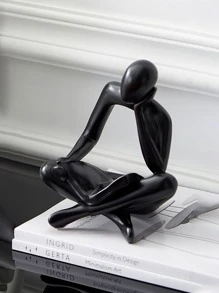 1 bức tượng người trừu tượng đọc sách bằng nhựa, thích hợp để trang trí văn phòng, trang trí tốt nghiệp, trang trí phòng ngủ, quà tặng sinh nhật, trang trí phòng, quà tặng giáo viên, quà tặng ngày của mẹ - màu đen - Xem 3