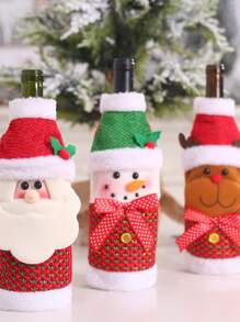 1 件聖誕創意卡通聖誕老人雪人馴鹿瓶蓋紅酒袋 - 彩色 - 查看 2