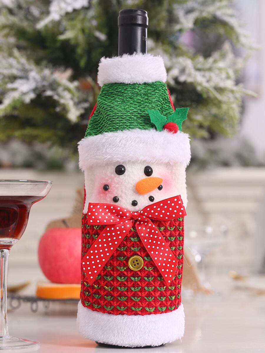 1 件聖誕創意卡通聖誕老人雪人馴鹿瓶蓋紅酒袋 - 彩色 - 查看 1