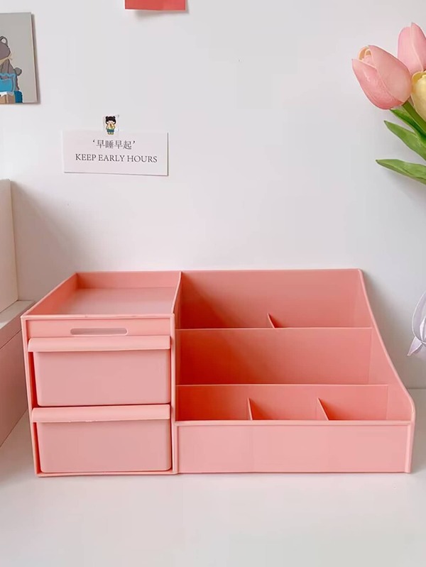 1pc Dormitory Cosmetic & Hair Accessory Storage Box With Drawer Design